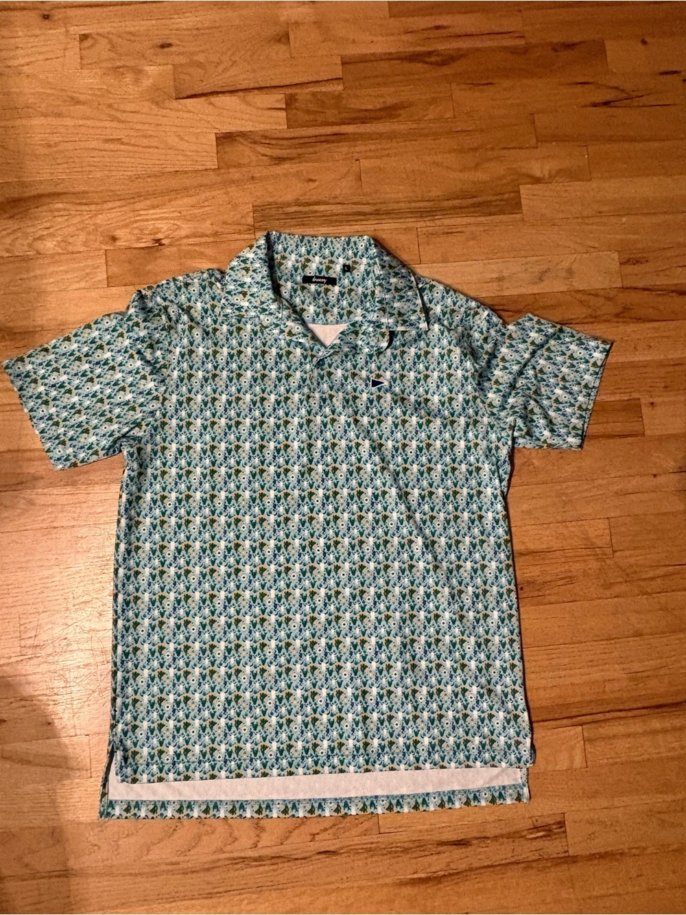 NWOT Breezy Golf Light Blue Cactus Print Polo